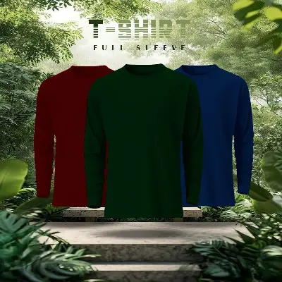 Picture of 3 pcs Full Sleeve Solid T-Shirt Combo