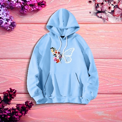 Picture of Premium Comfortable (Butterflies & Flowers) Ladies winter hoodie