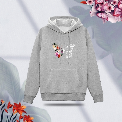 Picture of Premium Comfortable (Butterflies & Flowers) Ladies winter hoodie