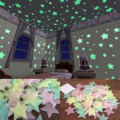 Picture of 20 Pcs Luminous Star Stickers Halloween Decorations for Home 3cm Glow In The Dark Multicolor