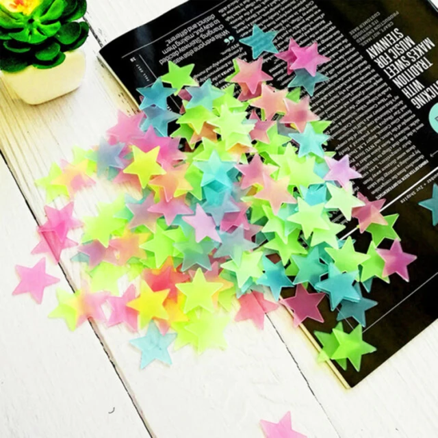 Picture of 20 Pcs Luminous Star Stickers Halloween Decorations for Home 3cm Glow In The Dark Multicolor