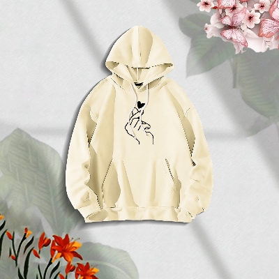 Picture of Premium Comfortable Stylish (Love Turi-Off white) Ladies winter hoodie