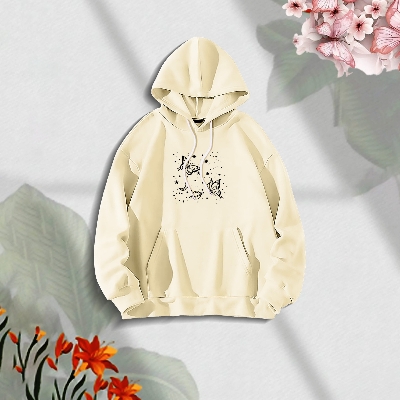 Picture of Premium Comfortable Stylish (butterflies glove-Off white) Ladies winter hoodie