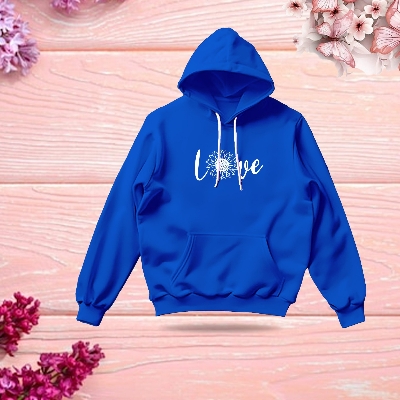 Picture of Premium Comfortable Stylish (White Love-Blue) Ladies winter hoodie