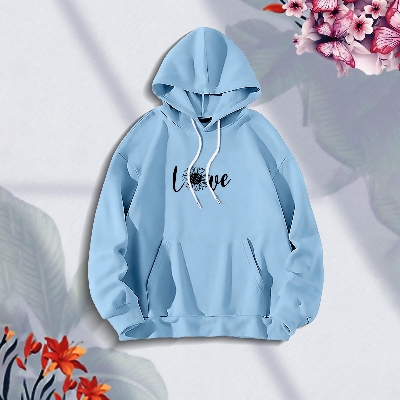 Picture of Premium Comfortable Stylish (Butterflies-Sky Blue) Ladies winter hoodie