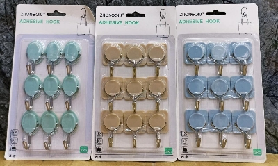 Picture of 9 pcs Wall Hook Hanger Plastic Wall Hook for kitchen Magic Wall Hook Clip Transparent Strong Self Adhesive Door Wall Hangers Hooks