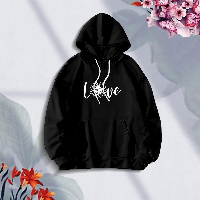 Picture of Premium Comfortable (Black Love -Black) Ladies winter hoodie