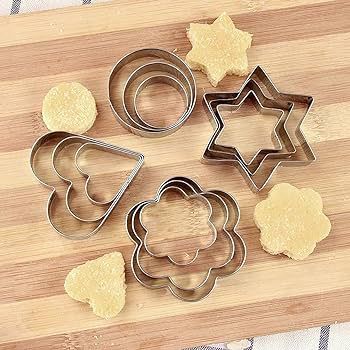 Picture of 12 Piece Set Stainless Steel Pastry Cookie Biscuit Cutter Cake Muffin Decor Mold Multi functional Tool