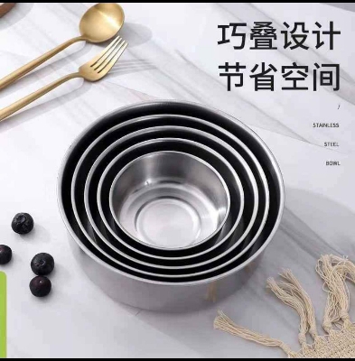 Picture of Stainless steel Storage Bowls 5 Pcs Set With Food-Grade Plastic Cover Silver