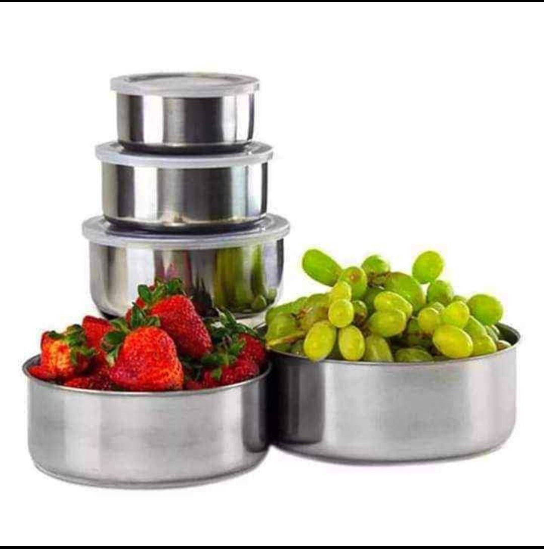 Picture of Stainless steel Storage Bowls 5 Pcs Set With Food-Grade Plastic Cover Silver