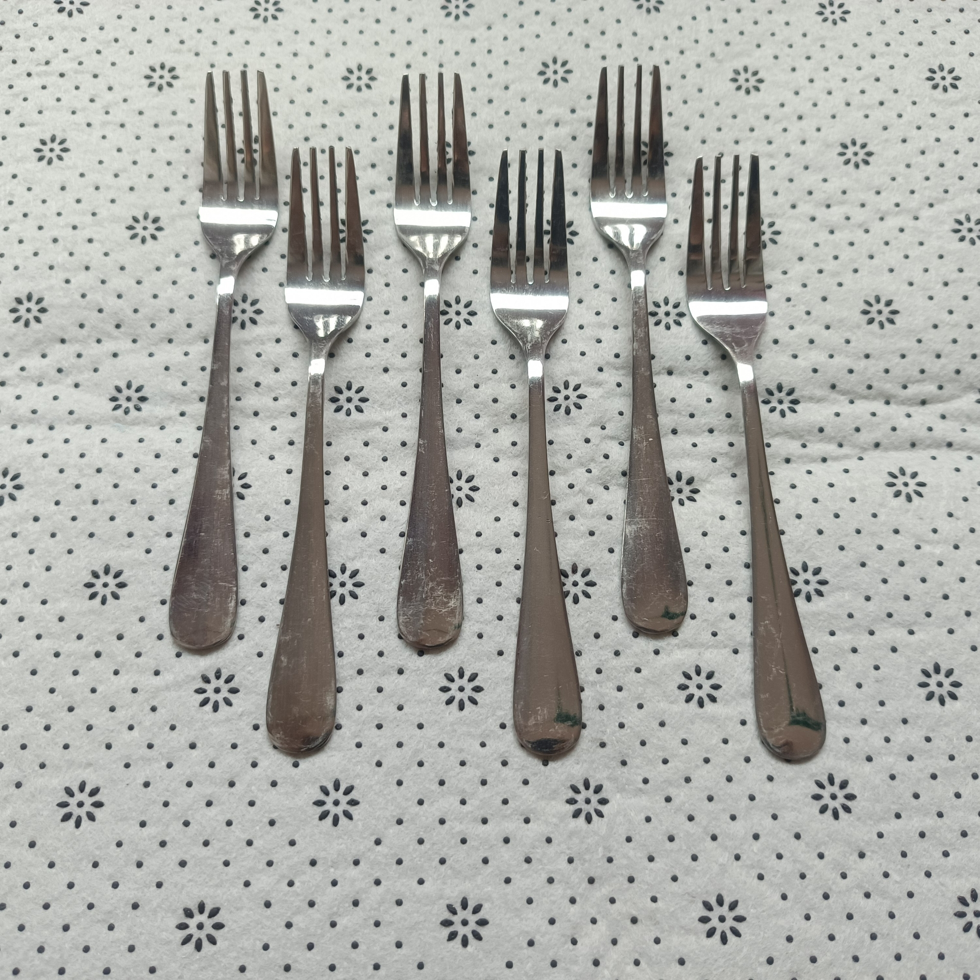 Picture of 12 Pieces Stainless Steel Spoon Set High Quality 6 pcs Tea and 6 pcs Fork Spoon  6 Inch