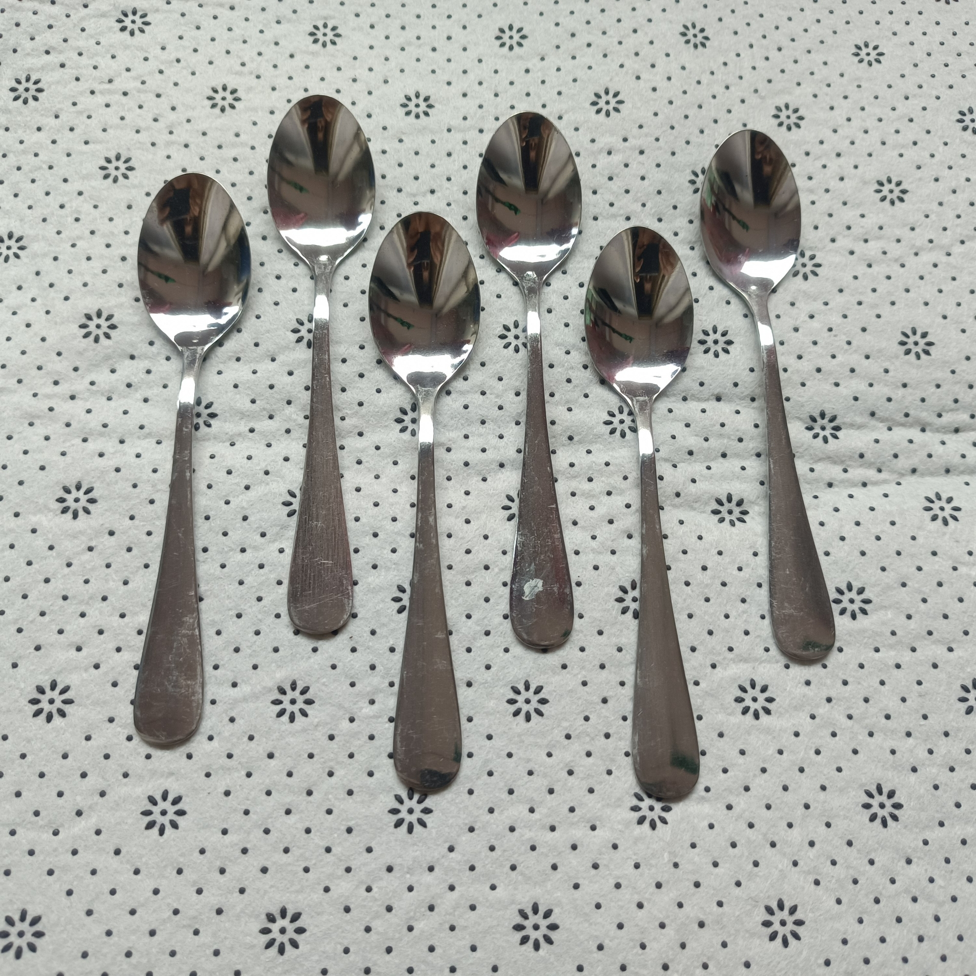 Picture of 12 Pieces Stainless Steel Spoon Set High Quality 6 pcs Tea and 6 pcs Fork Spoon  6 Inch