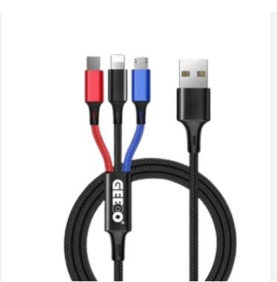 Picture of 3 in 1 USB 2.4A Fast Charging cable  cord Type C , IPHONE & Type B