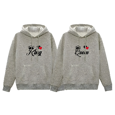 Picture of Comfortable Winter (King & Queen-Gray) Couple Hoodie