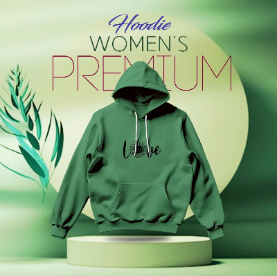 Picture of Premium Comfortable (Sun Love2-Green) Ladies winter hoodie