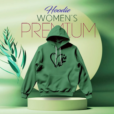 Picture of Premium Comfortable (Love Butterflies-Green) Ladies winter hoodie