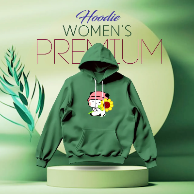 Picture of Premium Comfortable (Cuty Girl-Green) Ladies winter hoodie