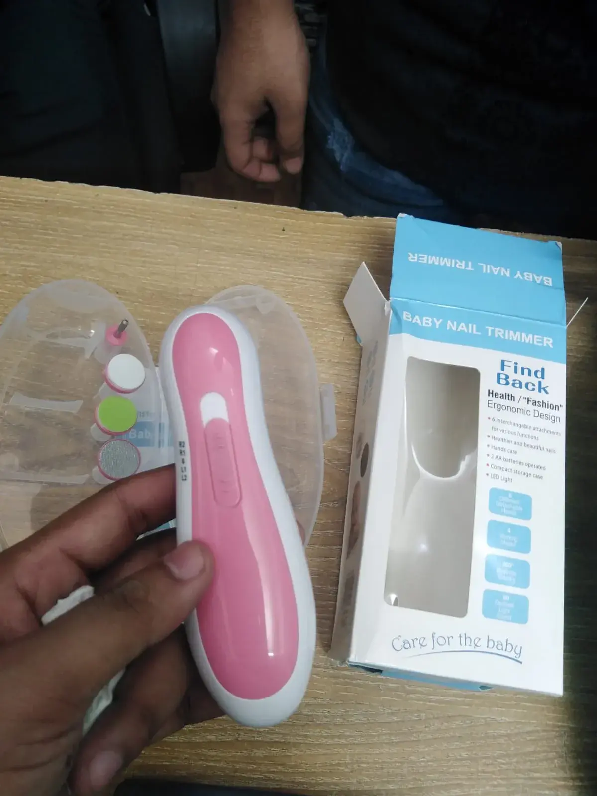 Picture of Glopole Baby Nail Trimmer File with Light Battery Operated Safe Electric Nail Clippers Kit (AA) - Pink