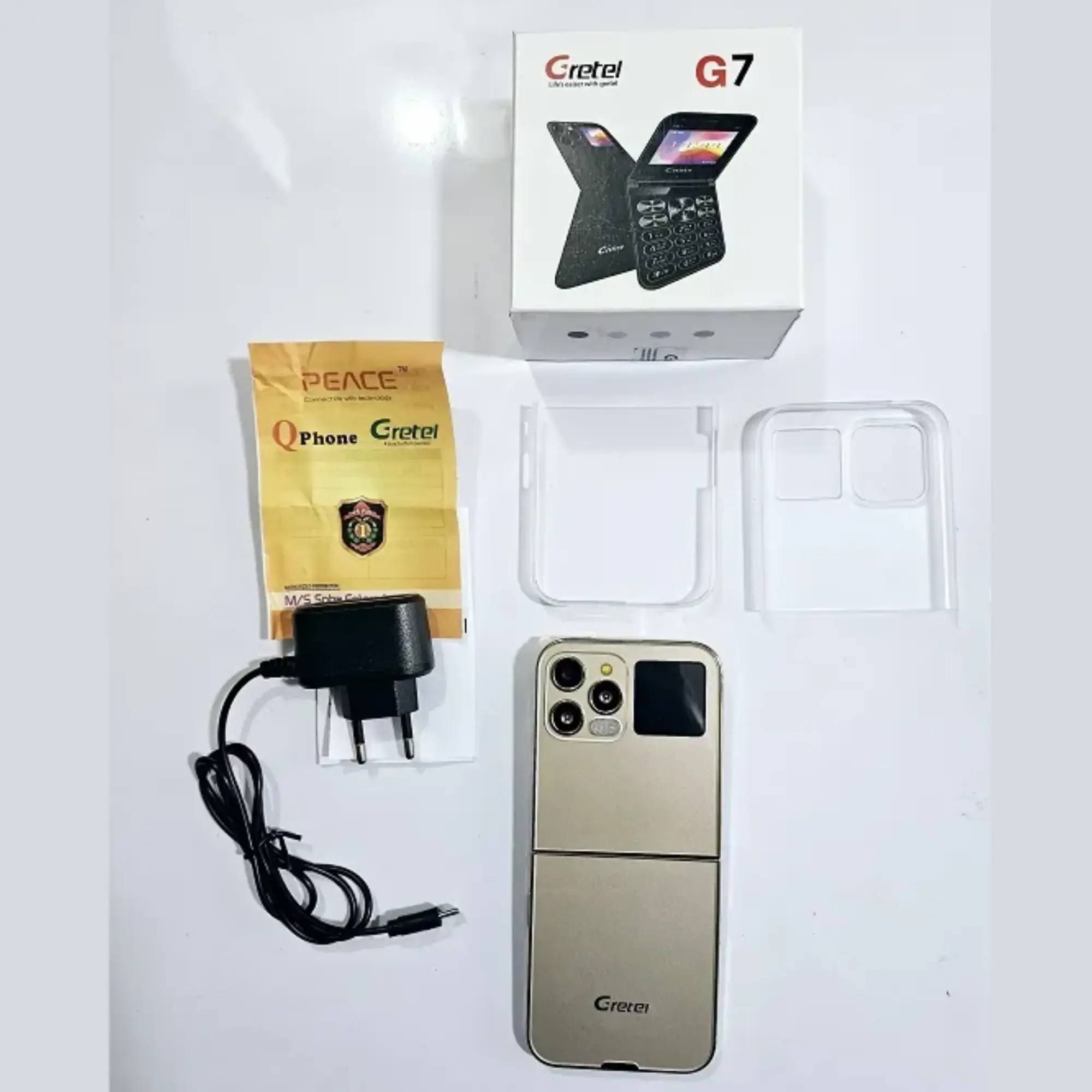 Picture of Gretel G7 Flip Folding Phone Dual Display Caseing ( Gold)