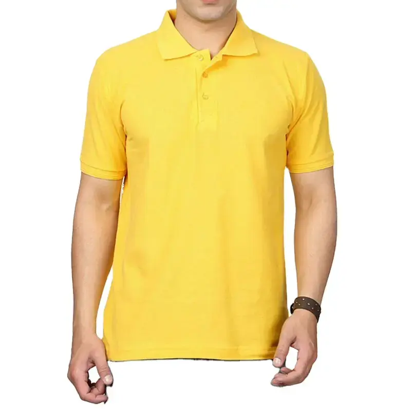 Picture of Cotton Half Sleeve Polo Shirt For Men - Yellow