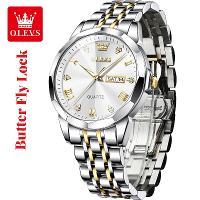 Picture of Butter Fly Lock OLEVS 9931G New Exclusive Design Quartz Watch for Men Silver