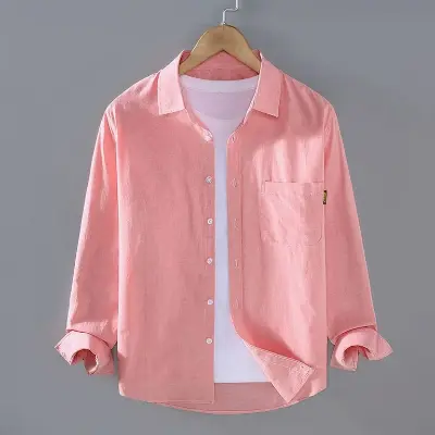 Picture of Men's Solid Colour Color Shirt (Lite pink)