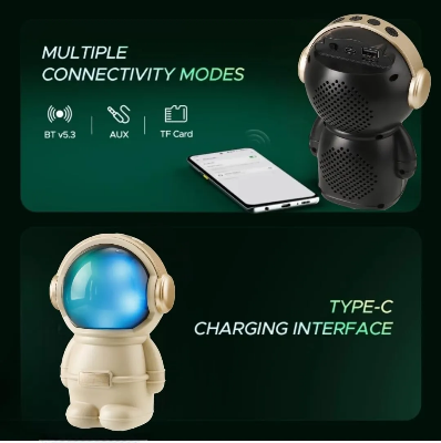 Picture of Wrader X808 Wireless Stereo Woofer Bass Cute Gift Astronaut Loud Portable Creative Active Bass Rgb Light Bluetooth Speaker