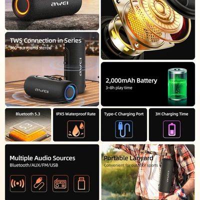 Picture of Awei KA8 Bluetooth Dual Speaker Stereo Speaker ( SIx Month warrenty )