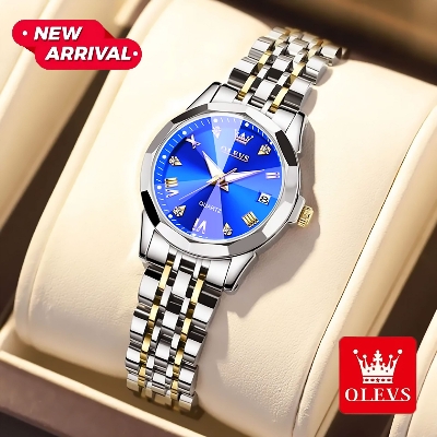 Picture of OLEVS Watch for Women Branded Stainless steel Elegant Luminous Ladies Watches 9931 Silver Royal Blue