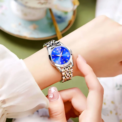 Picture of OLEVS Watch for Women Branded Stainless steel Elegant Luminous Ladies Watches 9931 Silver Royal Blue