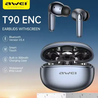 Picture of Awei T90 2 in 1 ENC Wireless Bluetooth Earbuds With Mic Noise Reduction Headphones