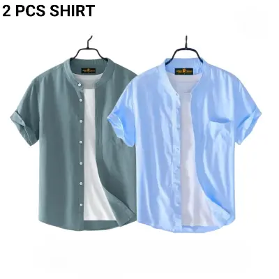 Picture of Fashionable casual Half Sleeve shirt for men ( sky+ Ash )