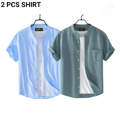 Picture of Fashionable casual Half Sleeve shirt for men ( sky+ Ash )