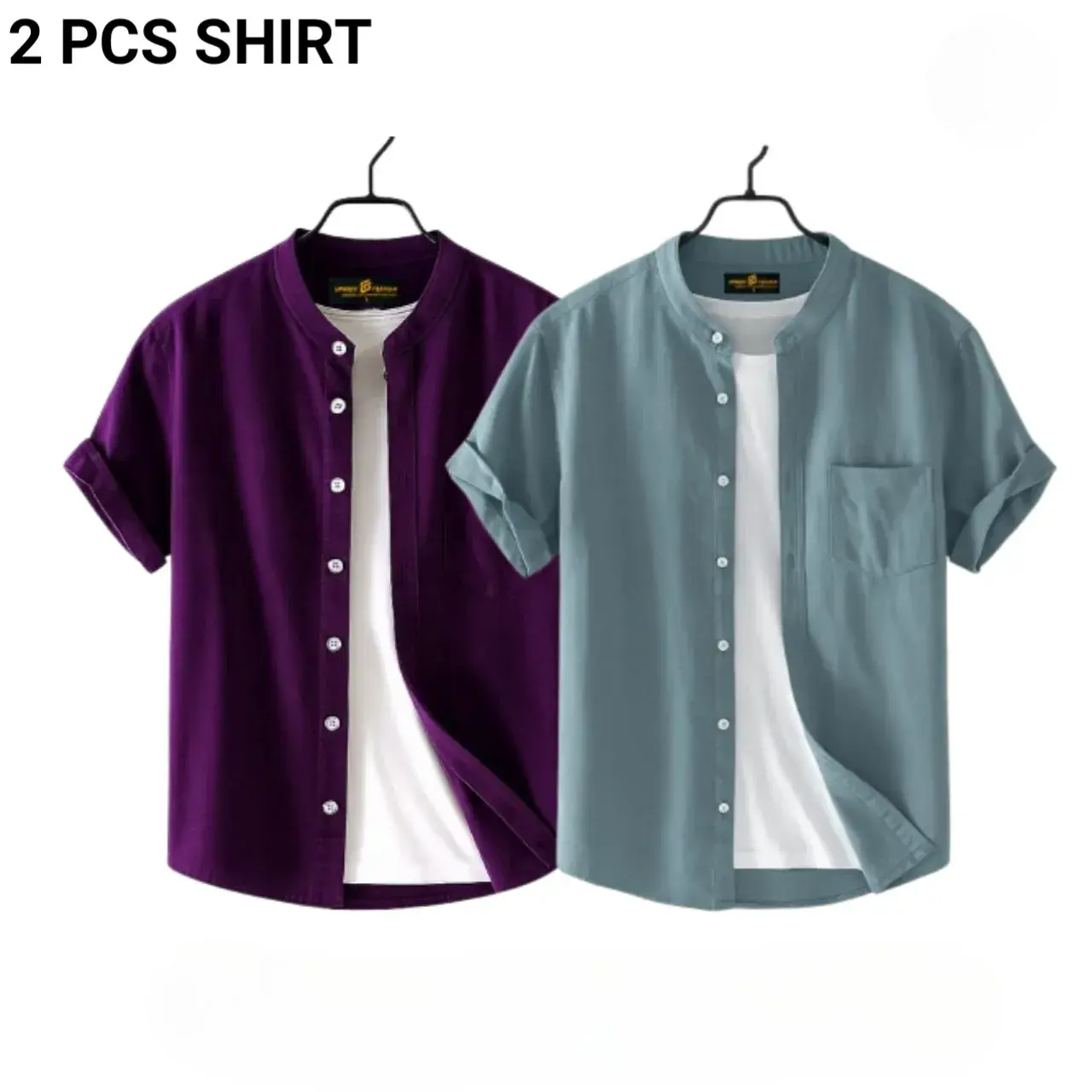 Picture of Fashionable casual Half Sleeve shirt for men ( purple+ Ash )