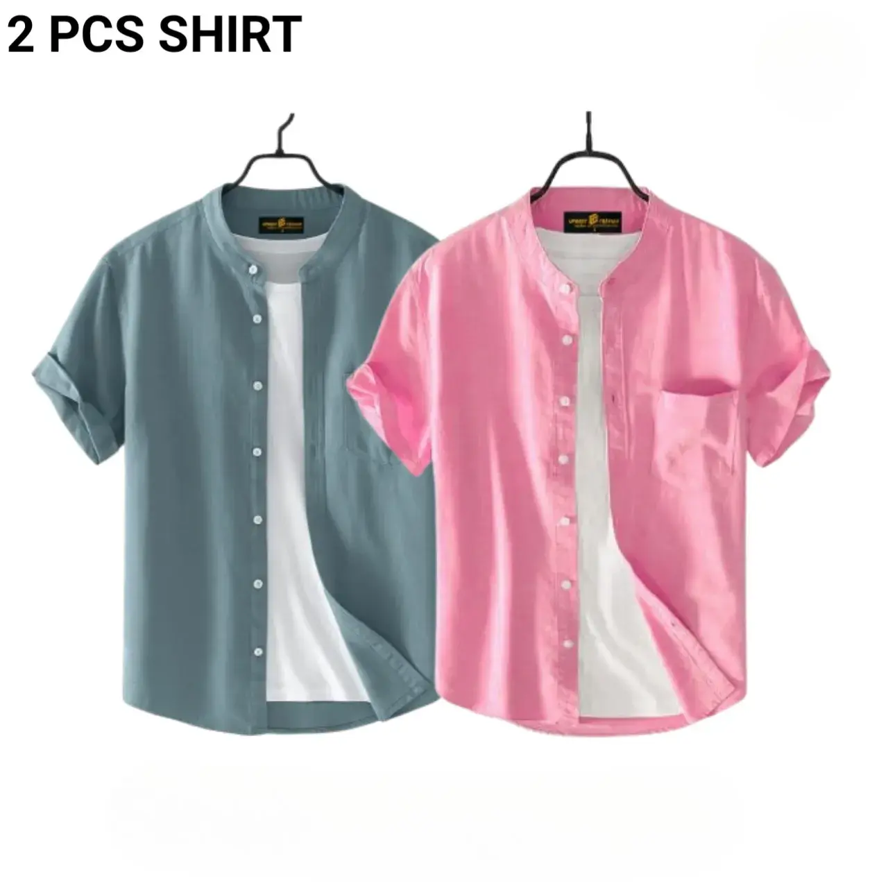 Picture of Fashionable casual Half Sleeve shirt for men ( pink+ Ash )