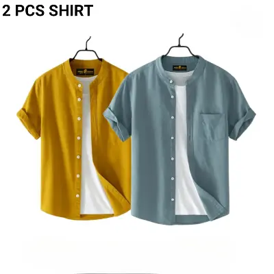 Picture of Fashionable casual Half Sleeve shirt for men ( pink+ Ash )