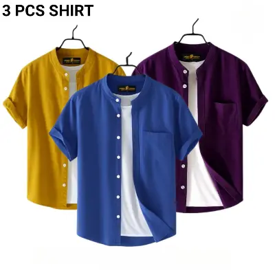 Picture of Fashionable casual Half Sleeve shirt for men(Petrol+ Yellow + purple)