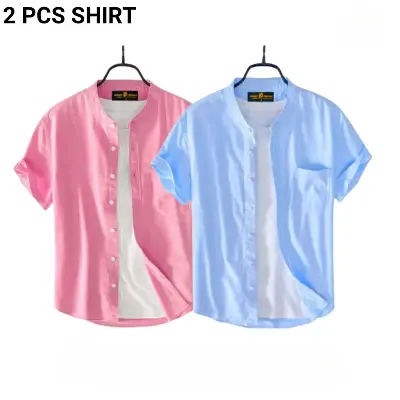 Picture of Fashionable casual Half Sleeve shirt for men(Sky+ Pink)