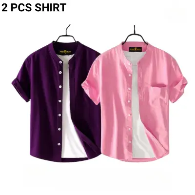 Picture of Fashionable casual Half Sleeve shirt for men(purple+ Pink)