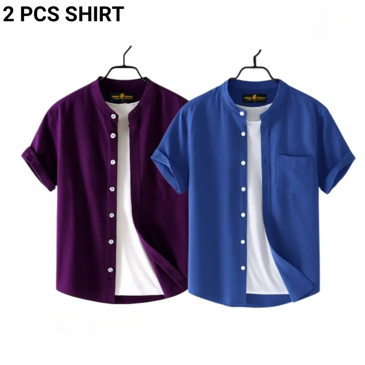 Picture of Fashionable casual Half Sleeve shirt for men (Petrol+ purple)