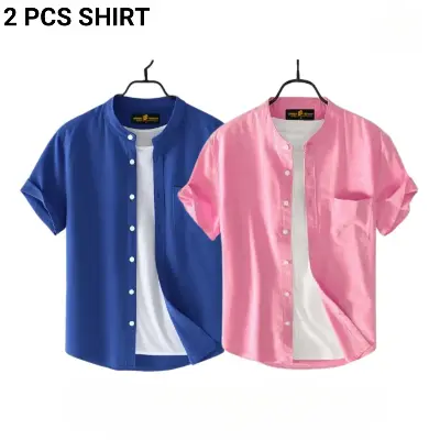 Picture of Fashionable casual Half Sleeve shirt for men(Petrol+ pink)