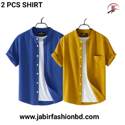 Picture of Fashionable casual Half Sleeve shirt for men(Petrol+ yellow)
