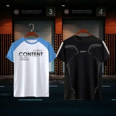 Picture of 2 pieceCombo Half Sleeve Mesh T-shirt For Men