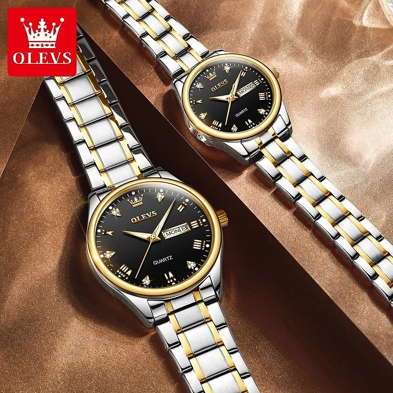 Picture of Olevs 5563 Couple Watch tow tone chain (white dial)