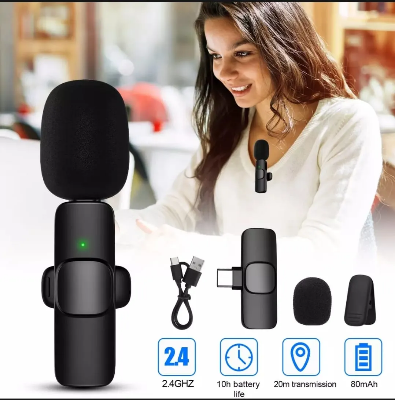 Picture of K8 Wireless Microphone for YouTube Vlogging, Video Recording Online Classes with Noise Cancellation Mic Supports (Type C)