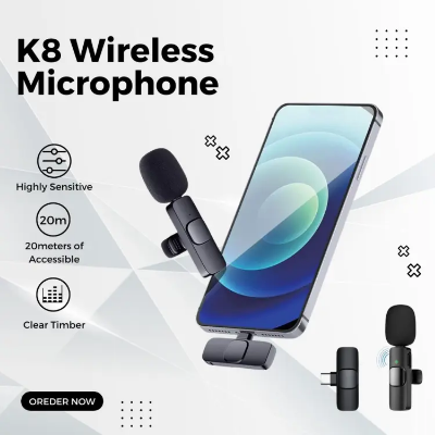 Picture of K8 Wireless Microphone for YouTube Vlogging, Video Recording Online Classes with Noise Cancellation Mic Supports (Type C)