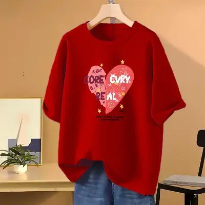 Picture of Drop shoulder T-shirt for Women (Red)