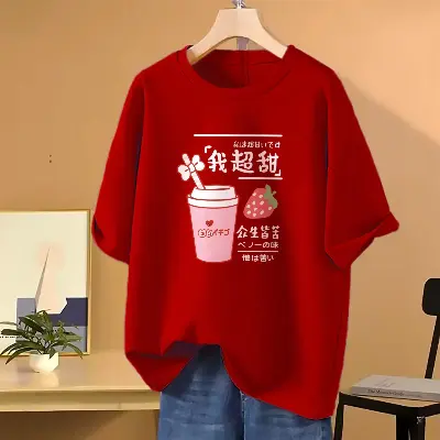 Picture of Drop shoulder T-shirt for Women (Red)