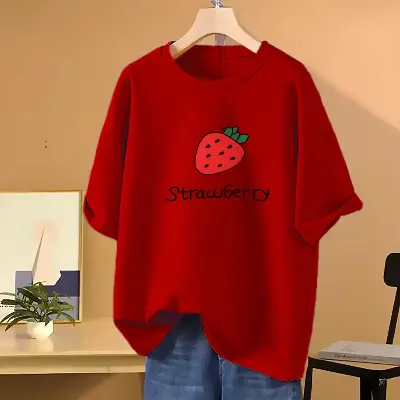 Picture of Drop shoulder T-shirt for Women (Red)