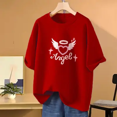 Picture of Drop shoulder T-shirt for Women (Red)
